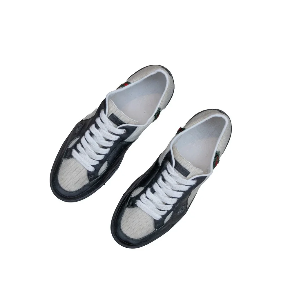 Gucci‎ Vintage Low-Top Sneakers – Web Stripe – Leather & Mesh - Size US 9/ EU 41